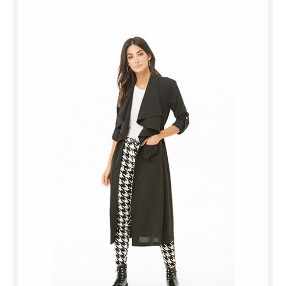 Privy Crepe Draped Longline Jacket by Forever 21